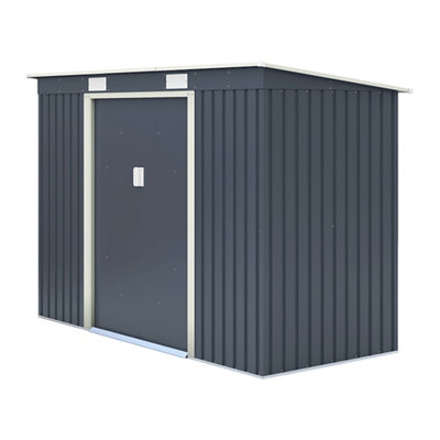 Rowlinson Trentvale 8X4 Ft Pent Dark Grey Metal 2 Door Shed-36027 