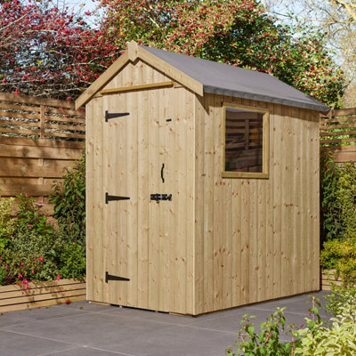 B&Q -  Tongue & Groove 6X4 Ft Apex Wooden Pressure Treated Shed With Floor (Windowless)