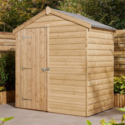 B&Q -  Shiplap 6X4 Ft Apex Wooden Pressure Treated Shed With Floor (Windowless)