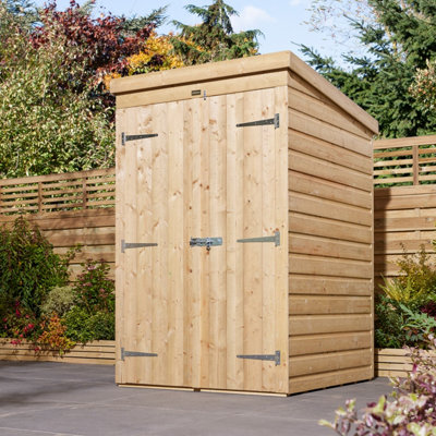 B&Q -  Shiplap 4X4 Ft Pent Wooden Pressure Treated 2 Door Shed With Floor (Windowless)