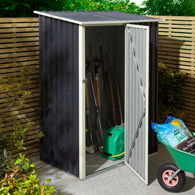 Rowlinson Trentvale 5X3 Metal Pent Shed Dark Grey With Foundation Kit