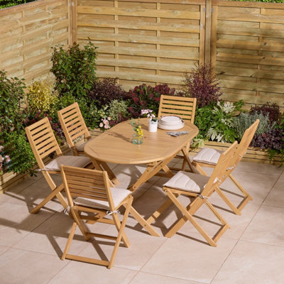 Rowlinson Ashdown Folding 6 Seat Oval Dining Set With Cushions from B&Q
