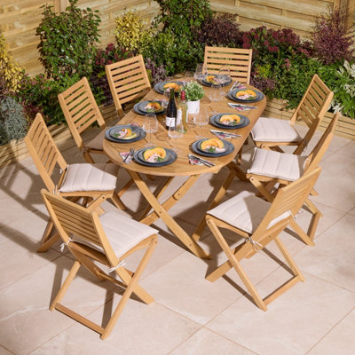 Rowlinson Ashdown Folding 8 Seat Oval Dining Set With Cushions from B&Q