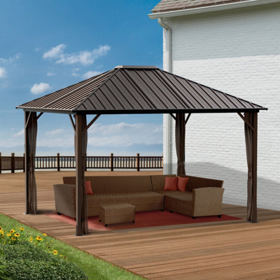 Rowlinson Sojag Dakota Gazebo 3M X 3.7M Dark Brown from B&Q