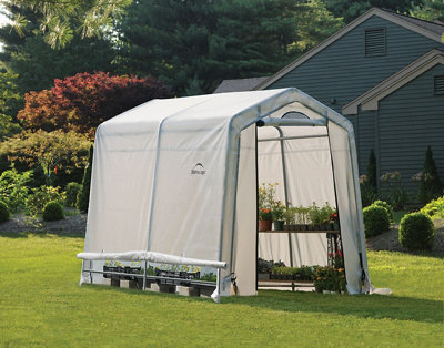 B&Q -  8X6 Ft White Steel Apex Greenhouse