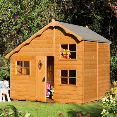 Rowlinson Playaway Swiss Cottage Apex Shiplap Wooden Playhouse from B&Q
