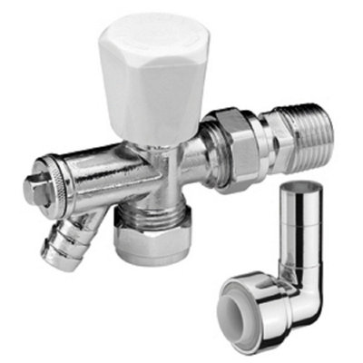 B&Q -  Yorkshire Mercia Drainoff Lockshield Manual Radiator Valves 15mm X 10mm 663005