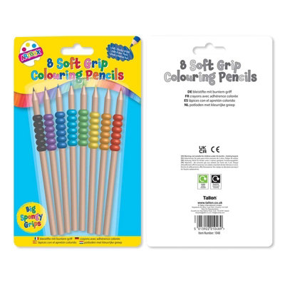 Tallon 8 Pack Soft Grip Colouring Pencils 8 Colour Pack Bright Colours Ideal For Kids Product Information Selection Vibrant Comfortable