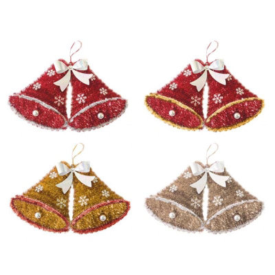 Tallon Single Large Twin Bell Christmas Tinsel Hanging Decoration from B&Q