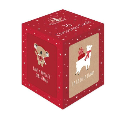  - Box Of 16 Cute Kraft Character Design Christmas Cards