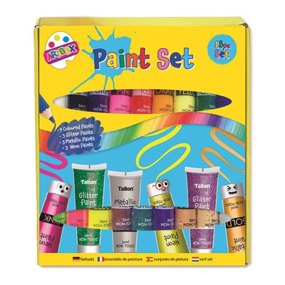 Childrens Paint Set 18 Tubes Glitter Neon Metallic Non-Toxic Water Based Craft - Image 4