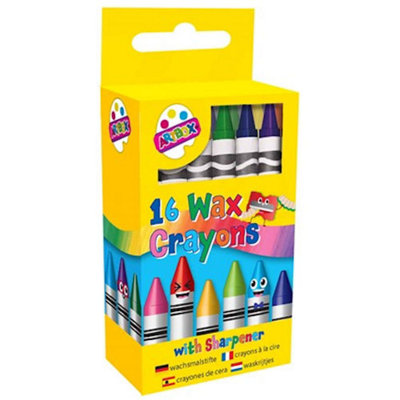 B&Q -  16 Pack Wax Crayons Bright Vibrant Colours Sharpener Included Child Friendly Design Great For Creative Fun Full