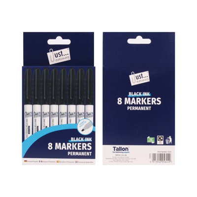 8 Pack Permanent Marker Pens Black Ink Bullet Tip Just Stationery - EcoPack - Image 4