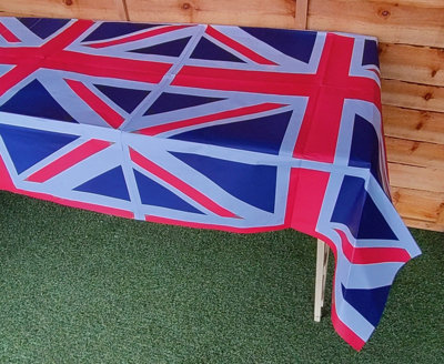 B&Q -  Union Jack Table Cloth King Coronation Rectangular Paper Table Cover 160 X 110Cm