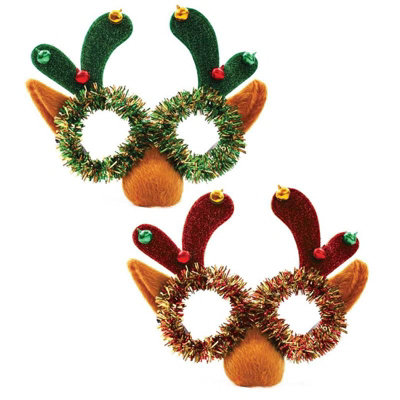Tallon Single Christmas Reindeer Tinsel Jingle Bell Glasses from B&Q