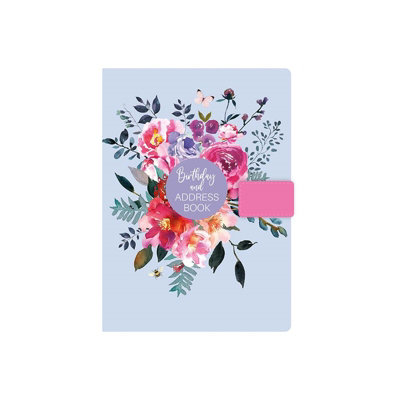 A5 Satin Fabric Address & Birthdays Book Floral Design Magnetic Closure CERISE - Image 7