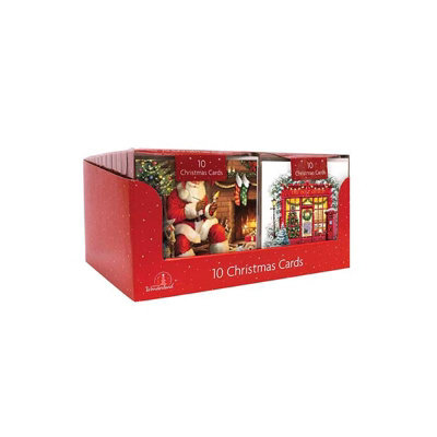 10 Square Traditional Christmas Cards Traditional Santa from B&Q