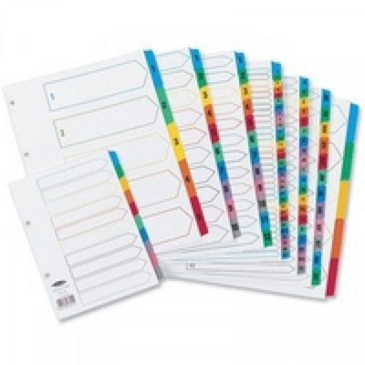 B&Q -  Concord Index Multicolour-Tabbed Mylar-Reinforced 4 Holes 1-15 A4 White Ref Cs16