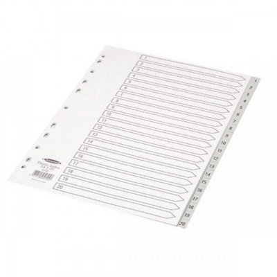 Concorde Concord Grey Index Polypropylene 120 Micron Europunched 1-20 A4 Ref 62705 from B&Q