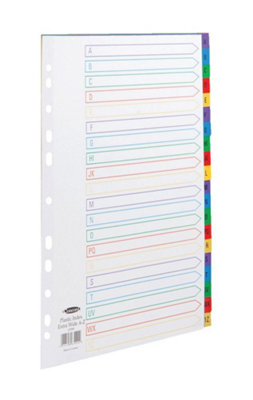 B&Q -  Concord Plastic Index Polypropylene 120 Micron Europunched A-Z Extra Wide A4 Assorted Ref 67099
