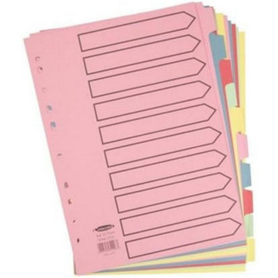 Concorde Concord Subject Dividers 230 Micron 10-Part Printed A4 Assorted Ref 72098/pj20 from B&Q