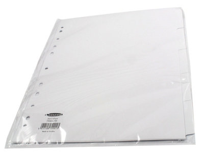 Concorde Concord Subject Dividers 230 Micron Punched 11 Holes 5-Part A4 White Ref 79901/99 from B&Q