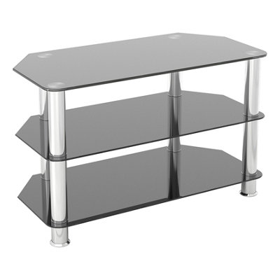 Avf Classic 80Cm Glass Corner Tv Stand For Tvs Up To 43"Black & Chrome from B&Q