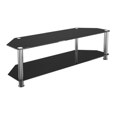 Avf Classic 1.4M Glass Corner Tv Stand For Tvs Up To 65"Black & Chrome from B&Q