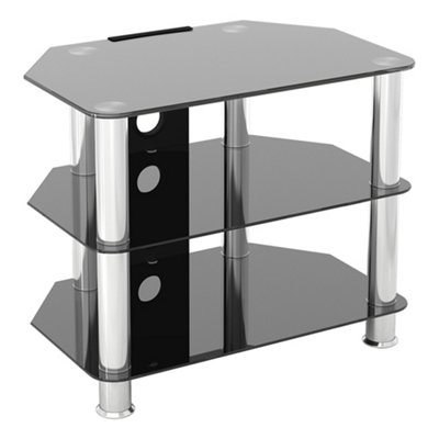 Avf Classic 60Cm Glass Corner Tv Stand With Cable Management For Tvs Up To 32"Black & Chrome from B&Q