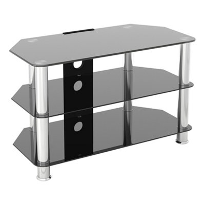 Avf Classic 80Cm Glass Corner Tv Stand With Cable Management For Tvs Up To 43"Black & Chrome from B&Q