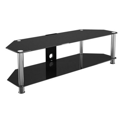 Avf Classic 1.4M Glass Corner Tv Stand With Cable Management For Tvs Up To 65"Black & Chrome from B&Q