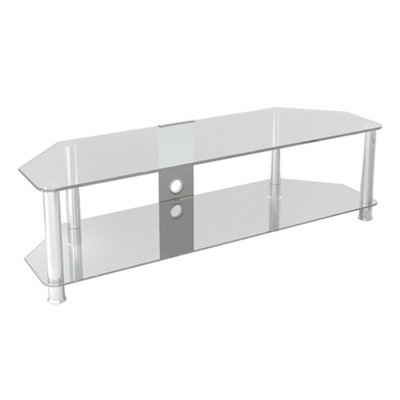 Avf Classic 1.4M Glass Corner Tv Stand With Cable Management For Tvs Up To 65"Clear & Chrome from B&Q