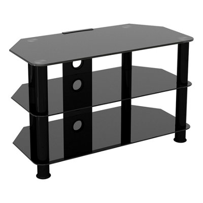 Avf Classic 80Cm Glass Corner Tv Stand With Cable Management For Tvs Up To 43"Black from B&Q