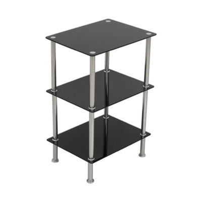 Avf 3-Tier Corner Shelving UnitBlack Glass & Chrome from B&Q
