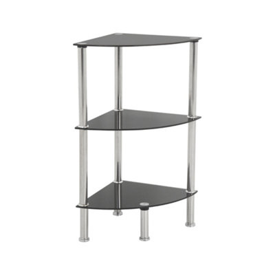 Avf 3-Tier Corner Shelving UnitBlack Glass & Chrome from B&Q