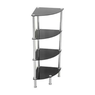 Avf 4-Tier Corner Shelving UnitBlack Glass & Chrome from B&Q