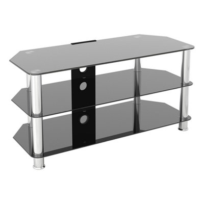 Avf Classic 100Cm Glass Tv Stand With Cable Management For Tvs Up To 50 InchBlack Glass & Chrome from B&Q