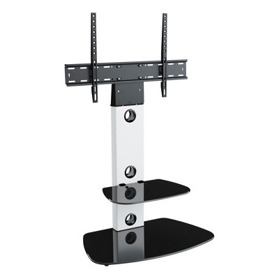 Avf Lucerne 70Cm Curved Pedestal Tv StandFor Tvs 32-65"Satin White And Black Glass from B&Q