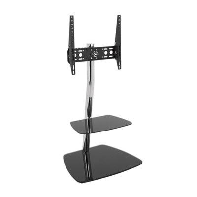 Avf Iseo 60Cm Pedestal Tv StandFor Tvs Up To 55"Black Glass/chrome from B&Q