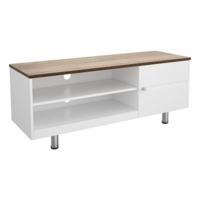 Avf Whitesands 1.2M Tv StandFor Tvs Up To 60"Satin White & Wood from B&Q