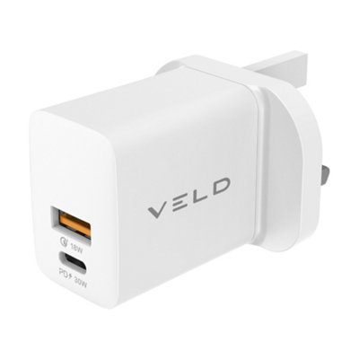 AVF Veld Super Fast 2 Port Wall Charger30W from B&Q