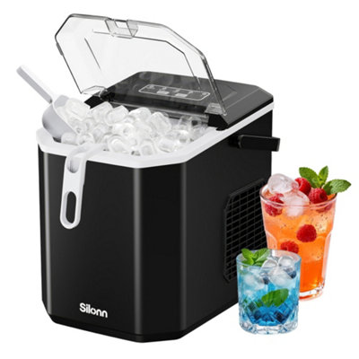 B&Q -  Portable Countertop Ice Maker BlackFast Ice Machine With Self-Cleaning Function