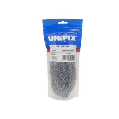 Unifix Bright Oval Brad Nails 100mm 16G Zinc-Plated GalvanisedPou9Obn/125Box Of 5 from B&Q