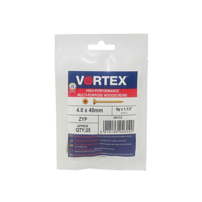 Vortex High-Performance Multi-Purpose Woodscrews Zyp Ce6.0 X 100mmUbzzv60245Box Of 125 from B&Q