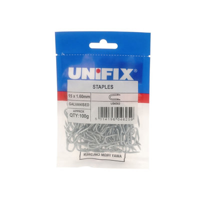 B&Q -  Galv Staples 20 X 2.00mm Galvanised SteelUb9Galvstap/010Box Of 5