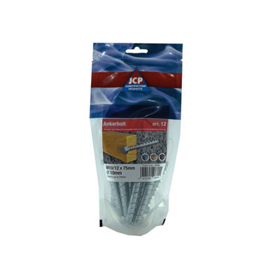 Jcp Fixings Ankerbolts Hexagon Head Bzp10/12 X 75mmFjpojab10/12075Heavy-Duty Fixings - from B&Q