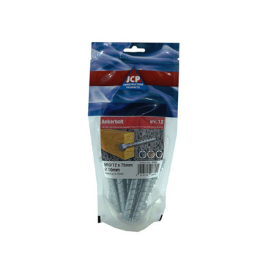 Jcp Fixings Hexagon Head Anchor Bolts Bzp10/12 X 130mmBox Of 30 from B&Q