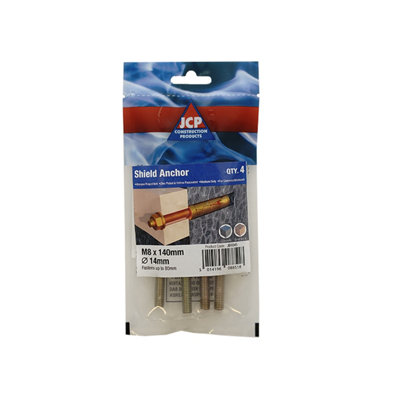 JCP CONSTRUCTION PRODUCTS Jcp Fixings Shield Anchors Projecting Bolt Zyp M10 X 70mmBox Of 20 from B&Q