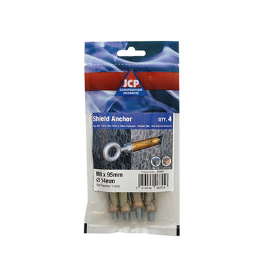 Jcp Fixings Shield Anchor Eye Bolt Zyp M8 X 95mmBox Of 20Fjjbaebm08 from B&Q