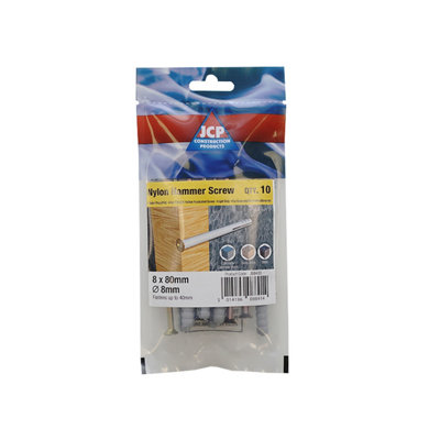 Jcp Fixings Nylon Hammer Screws Zyp 8 X 100mm Fjjbnhs08100Box Of 50 from B&Q
